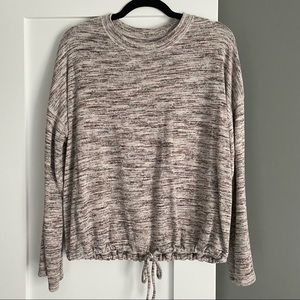 Aerie Drawstring Hem Bell Long Sleeved Sweater Tan